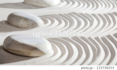 A background of a Zen garden with smooth stones, ideal for a spa relaxation 115736253