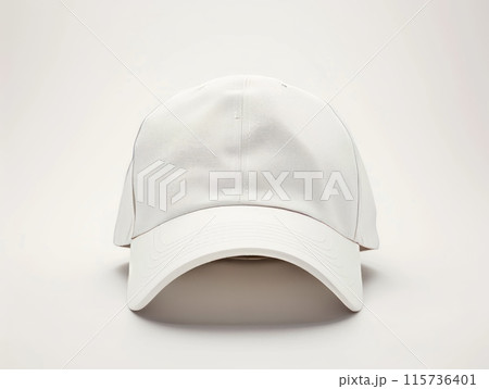 Mockup of a simple white baseball cap isolated on a white background, ideal for showcasing designs or branding Mockup of a simple white baseball cap isolated on a white background, ideal for showcasing designs or branding 115736401