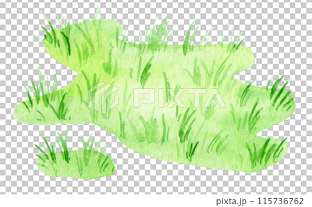 watercolor drawing, green lawn. cute isolated illustration with green grass 115736762