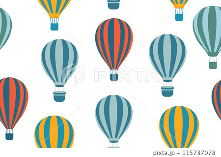 Seamless pattern of their colorful balloons. Bright color illustration on a white background. Vector. 115737078