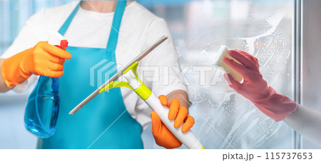 Concept of providing window washing services. 115737653