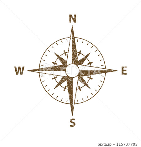 Vector Vintage Wind Rose Symbol, Compass Icon Closeup, Isolated Vector Vintage Wind Rose Symbol, Compass Icon Closeup, Isolated 115737705