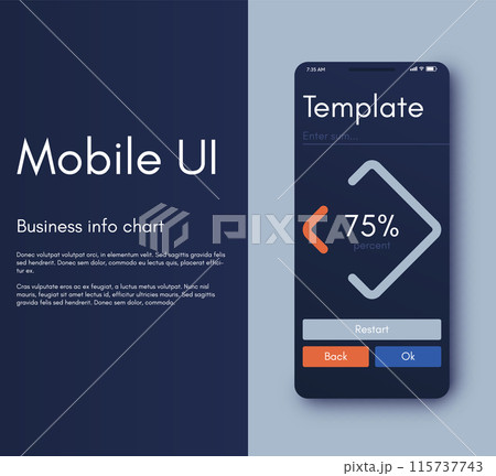 Vector graphics infographics with mobile phone. Template for creating mobile applications, workflow layout, diagram, banner, web design, business reports 115737743
