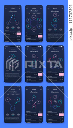 Vector graphics infographics with mobile phone. Template for creating mobile applications, workflow layout, diagram, banner, web design, business reports 115737803