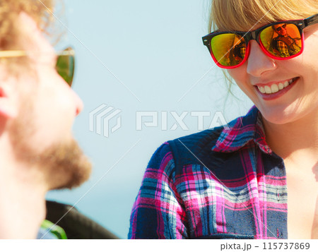 young couple woman man face to face young couple woman man face to face 115737869