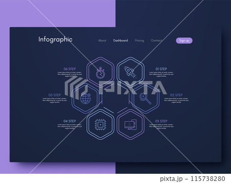 Modern infographic vector elements for business brochures. Use in website, corporate brochure, advertising and marketing. Pie charts, line graphs 115738280