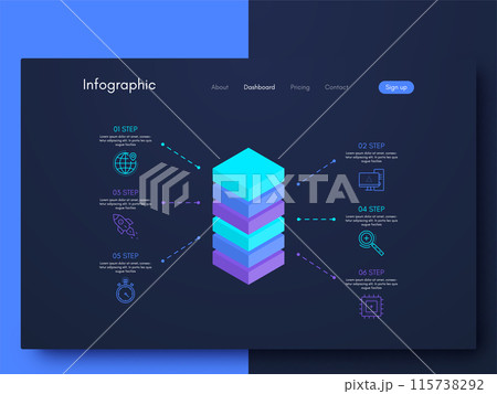 Modern infographic vector elements for business brochures. Use in website, corporate brochure, advertising and marketing. Pie charts, line graphs 115738292