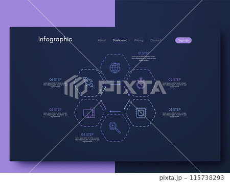 Modern infographic vector elements for business brochures. Use in website, corporate brochure, advertising and marketing. Pie charts, line graphs 115738293