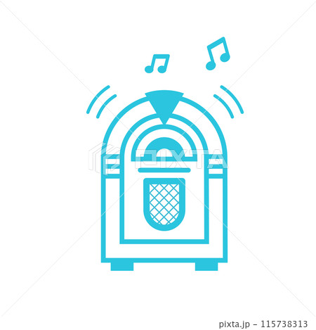 Jukebox icon. Isolated on white background. From blue icon set. 115738313