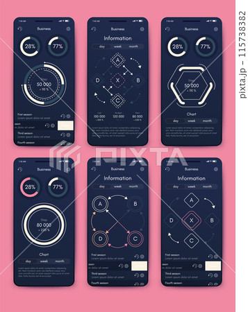 Vector graphics infographics with mobile phone. Template for creating mobile applications, workflow layout, diagram, banner, web design, business reports 115738382