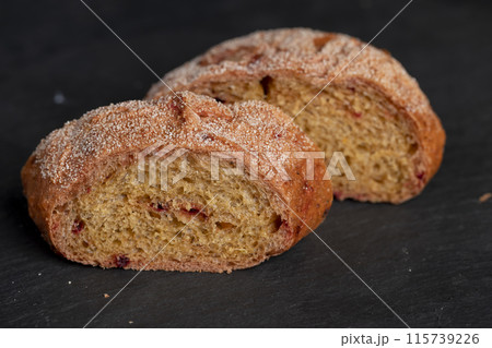 a red bun with the addition of red beetroot vegetables a red bun with the addition of red beetroot vegetables 115739226