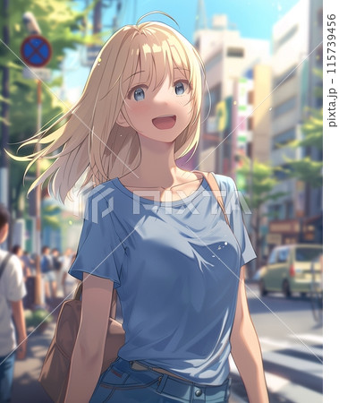 アニメ風 金髪女性キャラクター イラスト アニメ風金髪キャラクターイラスト アニメ風金髪キャラクターイラスト