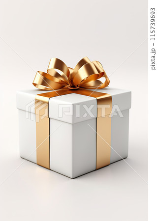 White gift box adorned with a luxurious gold...のイラスト素材 [115739693] - PIXTA