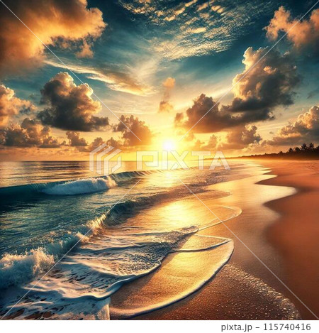 美しい日の出のビーチシーン 美しい日の出のビーチシーン 115740416
