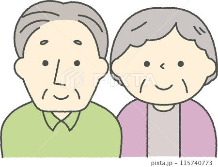笑顔で寄り添う高齢者夫婦 115740773