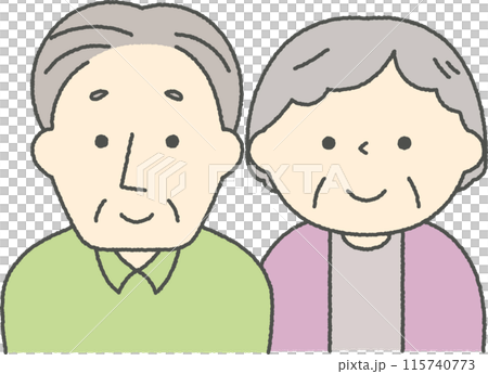 笑顔で寄り添う高齢者夫婦 115740773