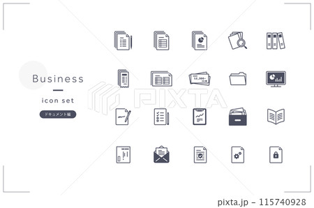 ビジネスアイコンの素材セット(ドキュメント編) 115740928