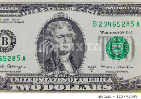 Macro shot of the two dollars bill 115741049