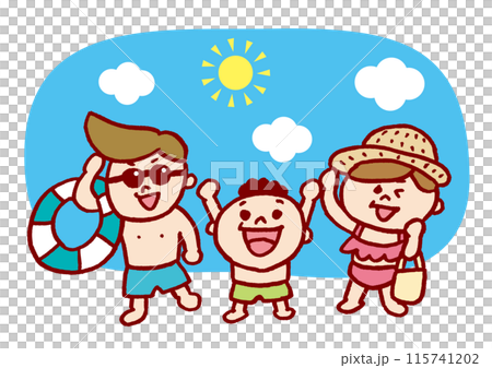 暑假一家人到海邊游泳 115741202