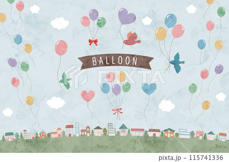 色んな風船の水彩風イラストセット 115741336