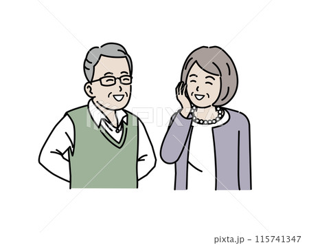 幸せそうに微笑む高齢者の夫婦のイラスト 115741347