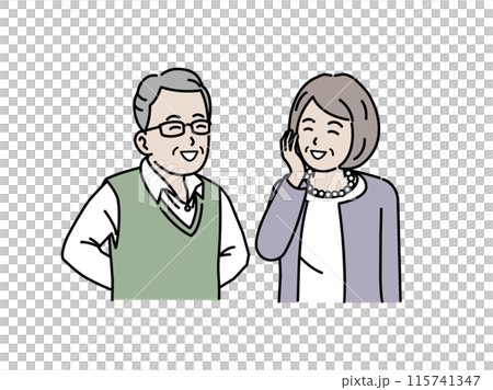 幸せそうに微笑む高齢者の夫婦のイラスト 115741347