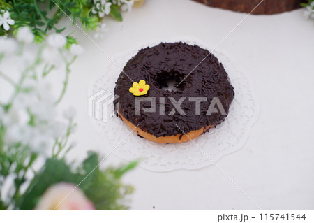 donuts with delicious topping as a background 115741544