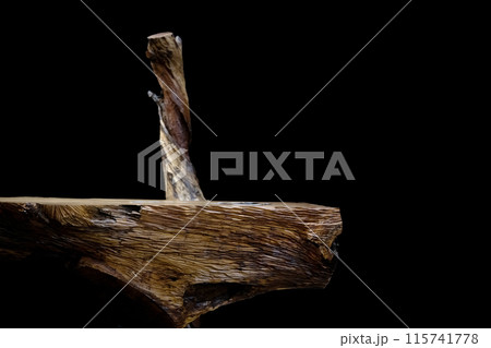 rtistic massive wooden table isolated black on the background rtistic massive wooden table isolated black on the background 115741778