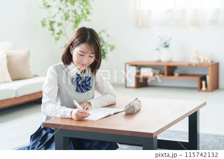 家で勉強する高校生 115742132