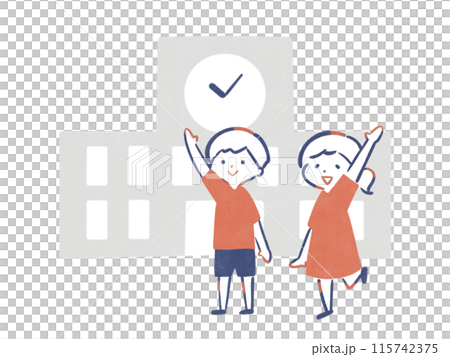 子ども達が校庭で遊ぶ 115742375