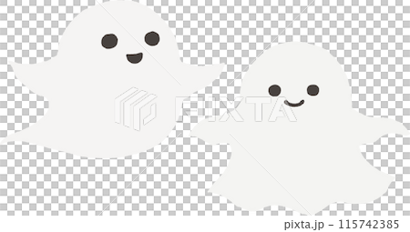 一個可愛的白色幽靈的手繪風格插圖 115742385