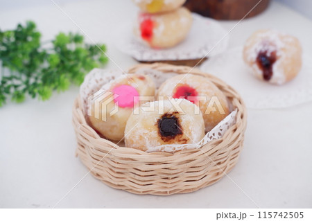 flavored ball donuts as a background 115742505