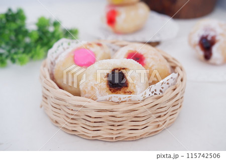 flavored ball donuts as a background 115742506