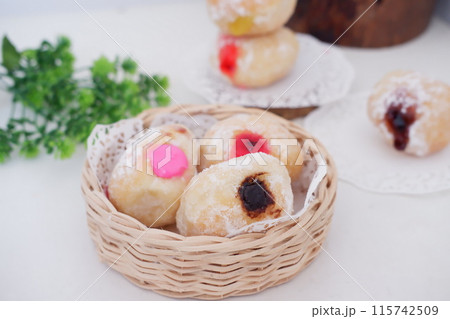 flavored ball donuts as a background 115742509