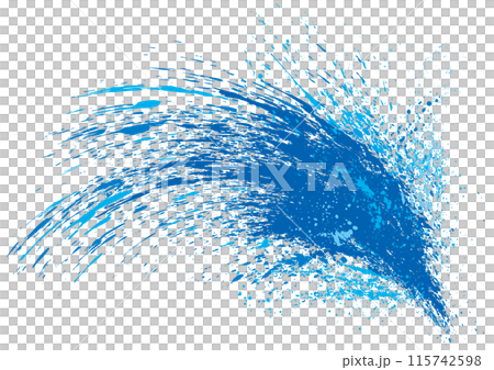 Blue splashes arcing from the bottom right Blue splashes arcing from the bottom right 115742598