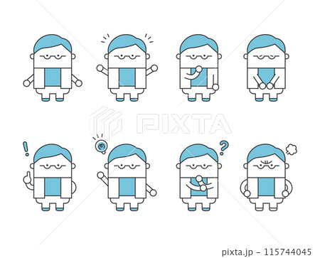 シンプルでかわいいビジネス男性イラストセット シンプルでかわいいビジネス男性イラストセット 115744045
