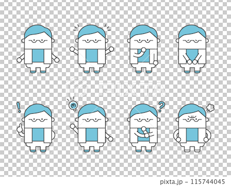 シンプルでかわいいビジネス男性イラストセット シンプルでかわいいビジネス男性イラストセット 115744045