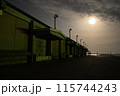 月明かりに照らされる港の倉庫群−1 115744243