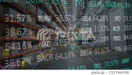 Image of data processing over empty warehouse Image of data processing over empty warehouse 115744509