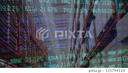 Image of data processing over empty warehouse Image of data processing over empty warehouse 115744510