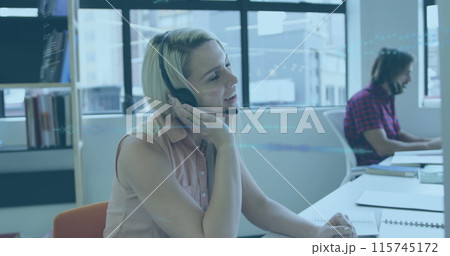 Image of data processing over business people working in office Image of data processing over business people working in office 115745172