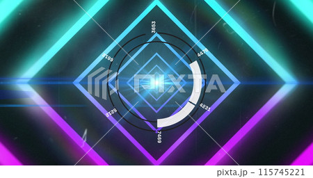 Image of data processing over scope scanning and neon pattern 115745221