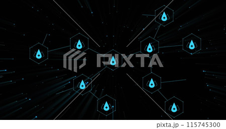 Image of medical icons and data processing on black background Image of medical icons and data processing on black background 115745300