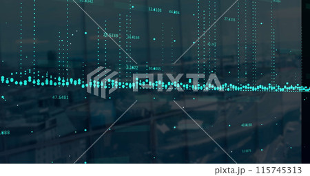 Image of data processing over cityscape 115745313