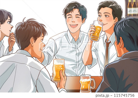 ビールを飲む同僚 ビールを飲む同僚 115745756