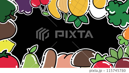 Image of falling vegetables over black background Image of falling vegetables over black background 115745780