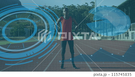 Image of data processing over disabled african american male runner Image of data processing over disabled african american male runner 115745835