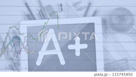 Image of financial data processing over moving cogs Image of financial data processing over moving cogs 115745950