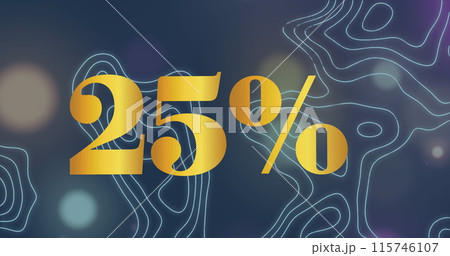 Image of 25 percent number in yellow type over white map lines in background 115746107