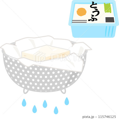 笊で水切りしている豆腐 115746125
